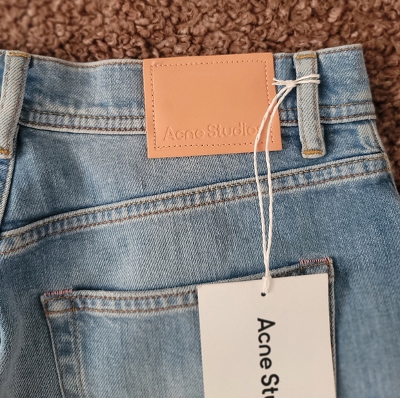 Acne Studio Light Blue Straight Leg Jeans with Subtle Fading | Size 28 X 32 - Picture 15 of 15